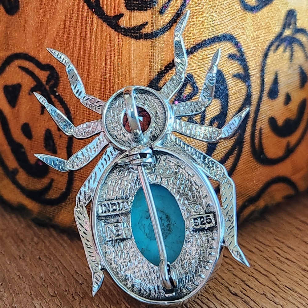 NICKY BUTLER 925 Sterling Silver Turquoise Amethyst Spider Brooch Pendant NB π· - Picture 13 of 13